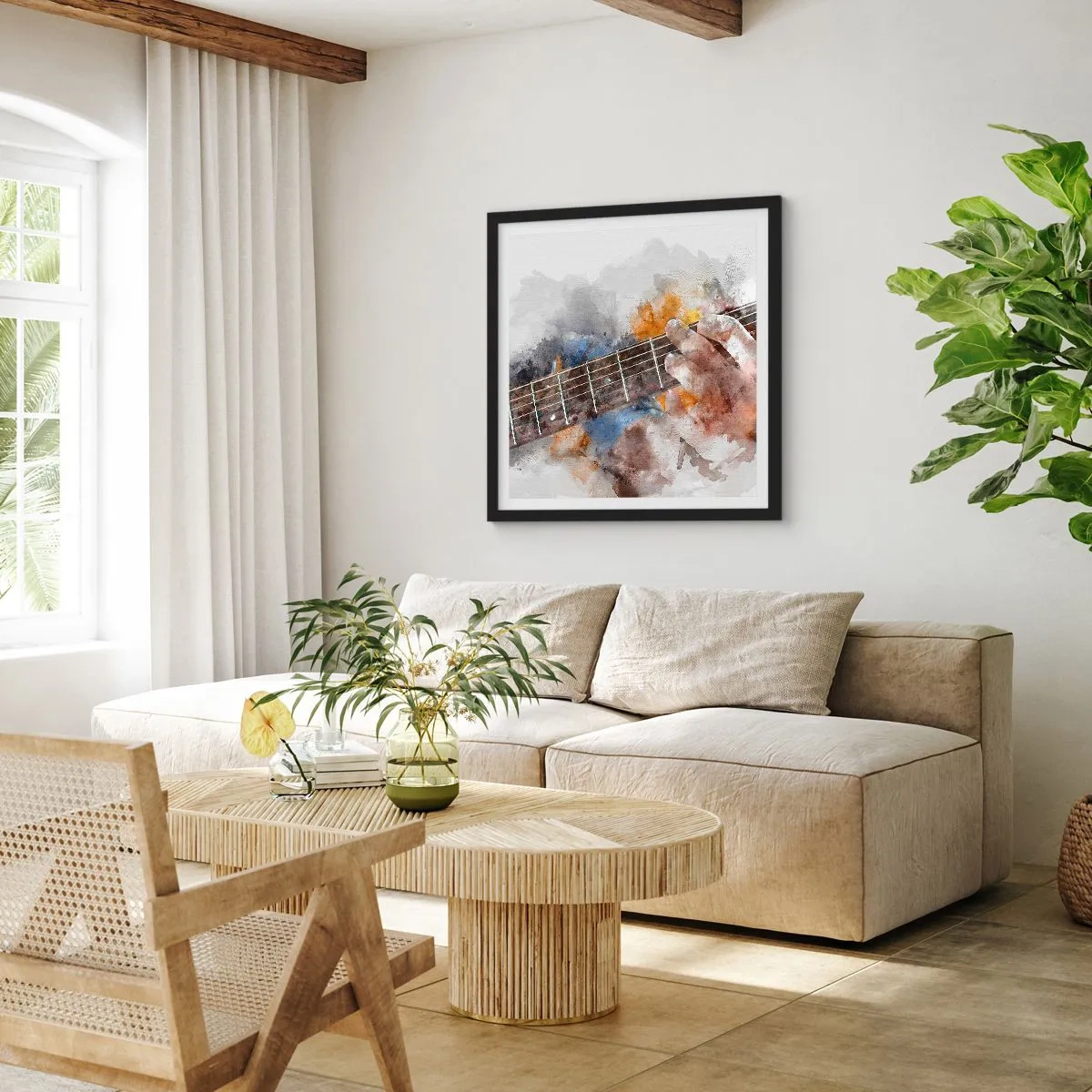 Póster en marco negro - Poesía entre las cuerdas - 40x40 cm