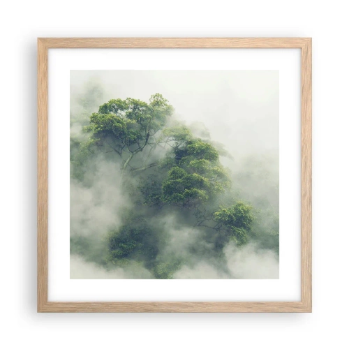 Póster en marco roble claro - Envuelto en niebla - 40x40 cm