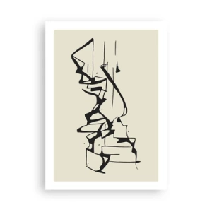 Póster - Composición abstracta en blanco y negro de líneas y formas. - 50x70cm - Tal vez sea un paisaje - Decoración de pared moderna para salón y dormitorio ARTTOR