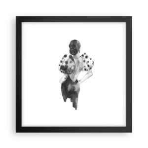 Póster en marco negro - Pasa justo por aquí - 30x30 cm