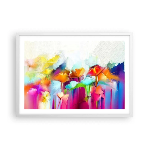 Póster en marco blanco - Un arco iris ha florecido - 70x50 cm