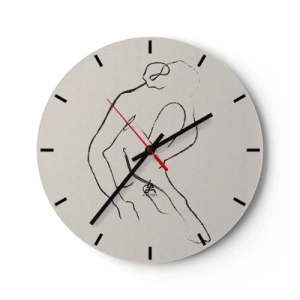 Reloj de pared - Reloj de vidrio - Un delicado boceto de una silueta femenina sobre un fondo claro. - 30x30cm - Boceto íntimo - Decoración de pared moderna para salón, cocina y dormitorio ARTTOR
