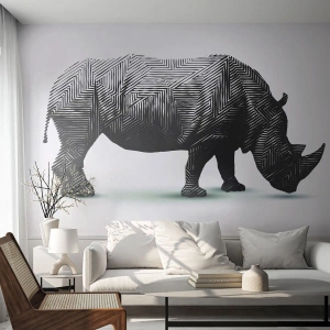 Fotomural personalizado Premium Sand - La belleza geométrica de la naturaleza - animales, Rinoceronte, Gráficos
