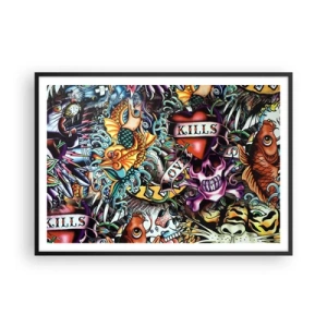 Póster en marco negro - El sueño de un tatuador - 100x70 cm