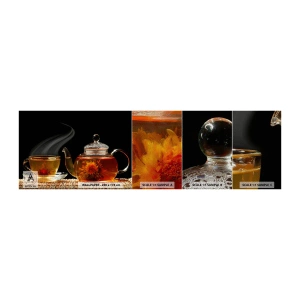 Muestra de fotomural Premium Sand - Magia y el arte del té - Té, Tetera, Taza para té - 100x30 cm