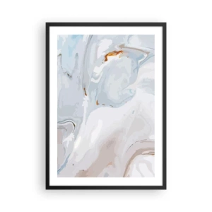 Póster en marco negro - Patrón de mármol en tonos azules con acentos dorados. - 50x70cm - Blanco fusión - Decoración de pared moderna para salón y dormitorio ARTTOR