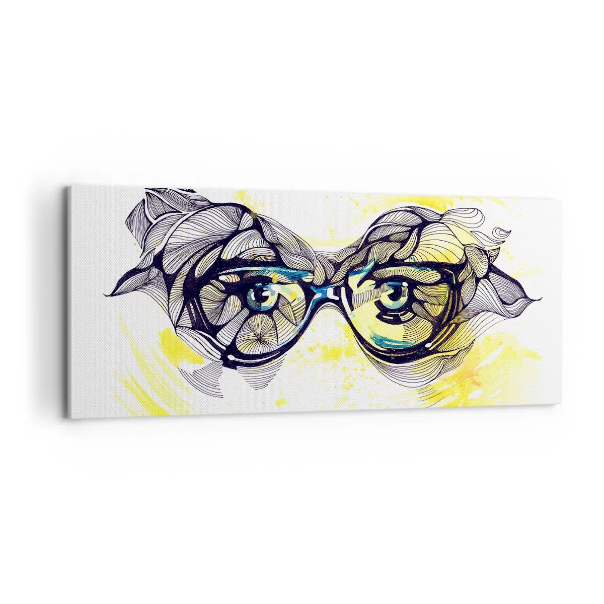 Cuadro sobre lienzo - Impresión de Imagen - A través de las gafas azules - 100x40 cm