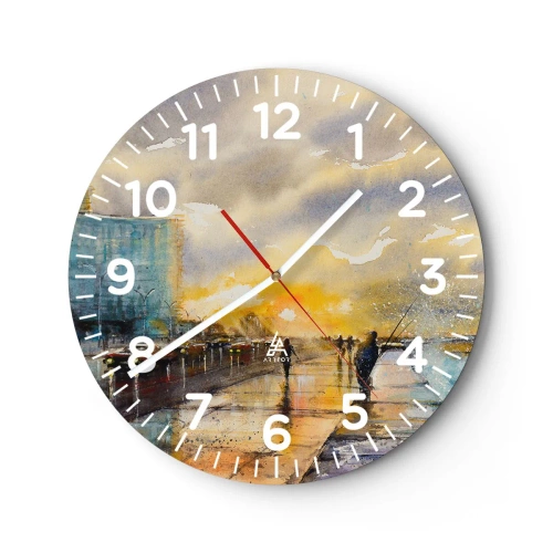 Reloj de pared - Reloj de vidrio - Vida en la orilla - 40x40 cm