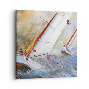 Cuadro sobre lienzo - Impresión de Imagen - Surcando las olas - 40x40 cm