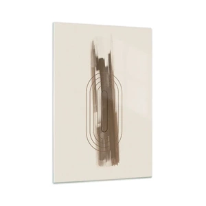 Cuadro sobre vidrio - Impresiones sobre Vidrio - Una composición minimalista en tonos beige y gris con un patrón geométrico. - 70x100cm - Un soplo de gris - Decoración de pared moderna para salón y dormitorio ARTTOR