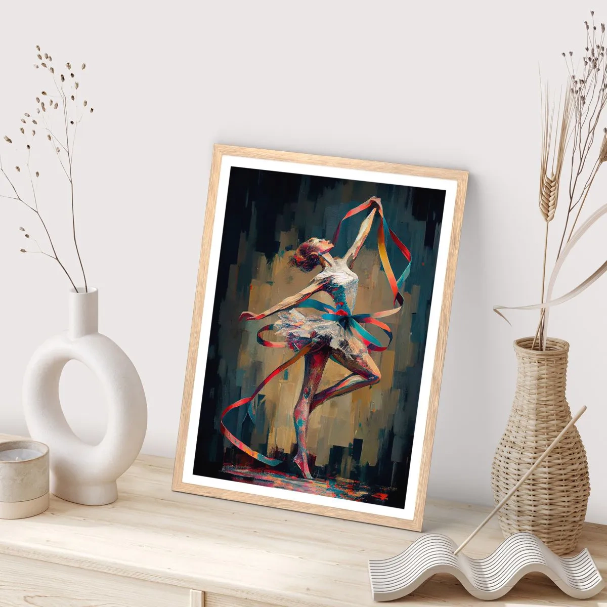 Póster en marco roble claro - Baile con lazo - 70x100 cm