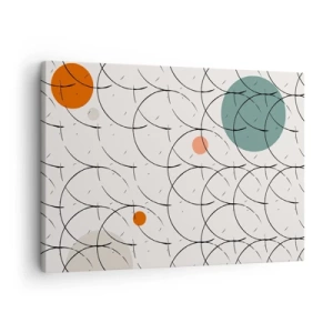 Cuadro sobre lienzo - Impresión de Imagen - Patrón geométrico con círculos de colores sobre un fondo claro. - 70x50cm - Con espíritu pop-art - Decoración de pared moderna para salón y dormitorio ARTTOR