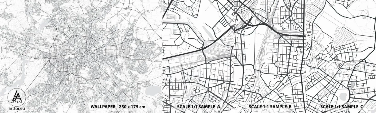 Muestra De Fotomural Standard Eco - Flor de Berlín - Ciudad, Mapa de la ciudad, Berlina - 100x30 cm