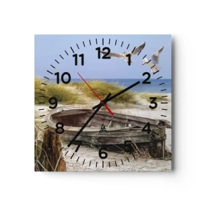 Reloj de pared - Reloj de vidrio - Bañada por el viento - 40x40 cm