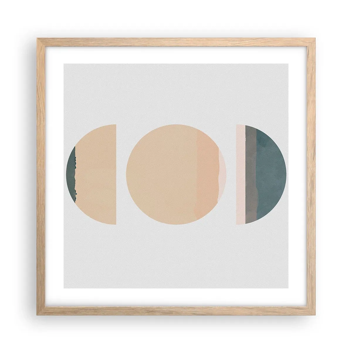 Póster en marco roble claro - Círculo tras círculo - 50x50 cm