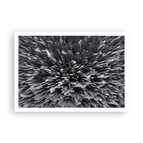 Póster - Estructura abstracta en tonos de gris - 100x70cm - No puede ser más afilado - Decoración de pared moderna para salón y dormitorio ARTTOR