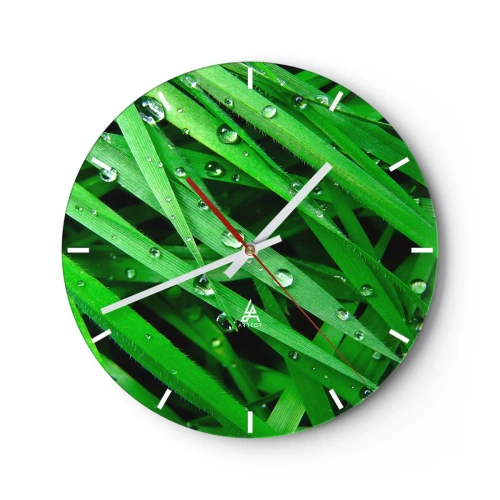 Reloj de pared - Reloj de vidrio - Jugar al verde - 40x40 cm