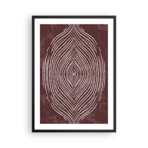 Póster en marco negro - Un patrón hipnótico de líneas blancas sobre un fondo marrón. - 50x70cm - El espacio habla - Decoración de pared moderna para salón y dormitorio ARTTOR