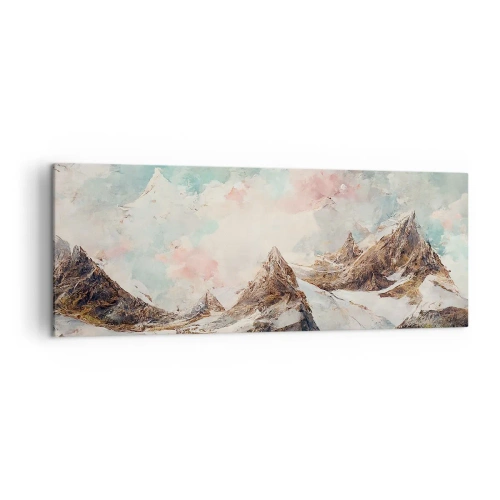 Cuadro sobre lienzo - Impresión de Imagen - Montañas pintorescas con cielos pastel - 140x50cm - Filos rocosos - Decoración de pared moderna para salón y dormitorio ARTTOR