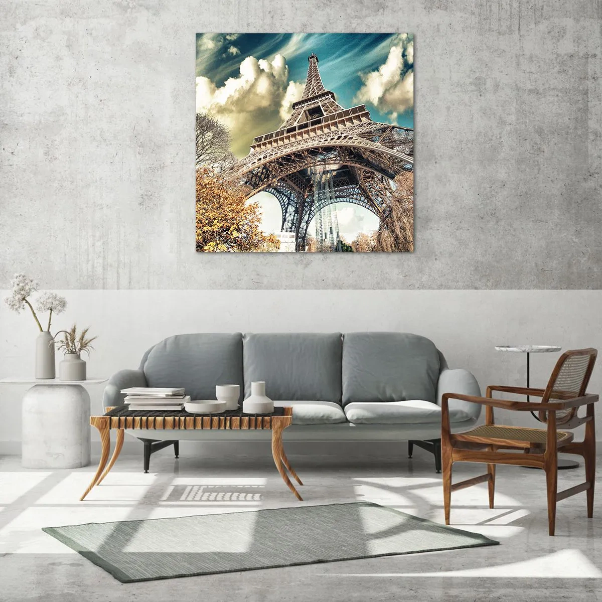 Cuadro sobre vidrio - Impresiones sobre Vidrio - Y en París, en otoño... - 70x70 cm