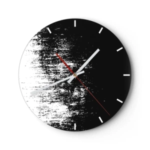 Reloj de pared - Reloj de vidrio - Abstracto en blanco y negro con efecto de pincelada - 30x30cm - Y el ganador es... - Decoración de pared moderna para salón, cocina y dormitorio ARTTOR