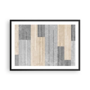 Póster en marco negro - Composición geométrica en tonos grises y beige. - 70x50cm - Composición: sostener la vertical - Decoración de pared moderna para salón y dormitorio ARTTOR