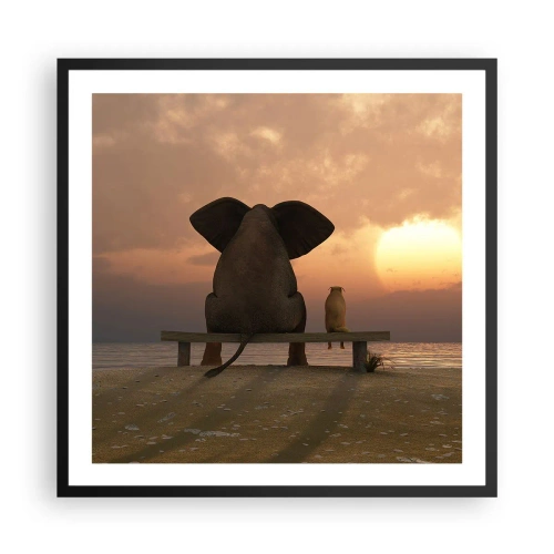 Póster en marco negro - Es bueno estar en silencio juntos - 60x60 cm