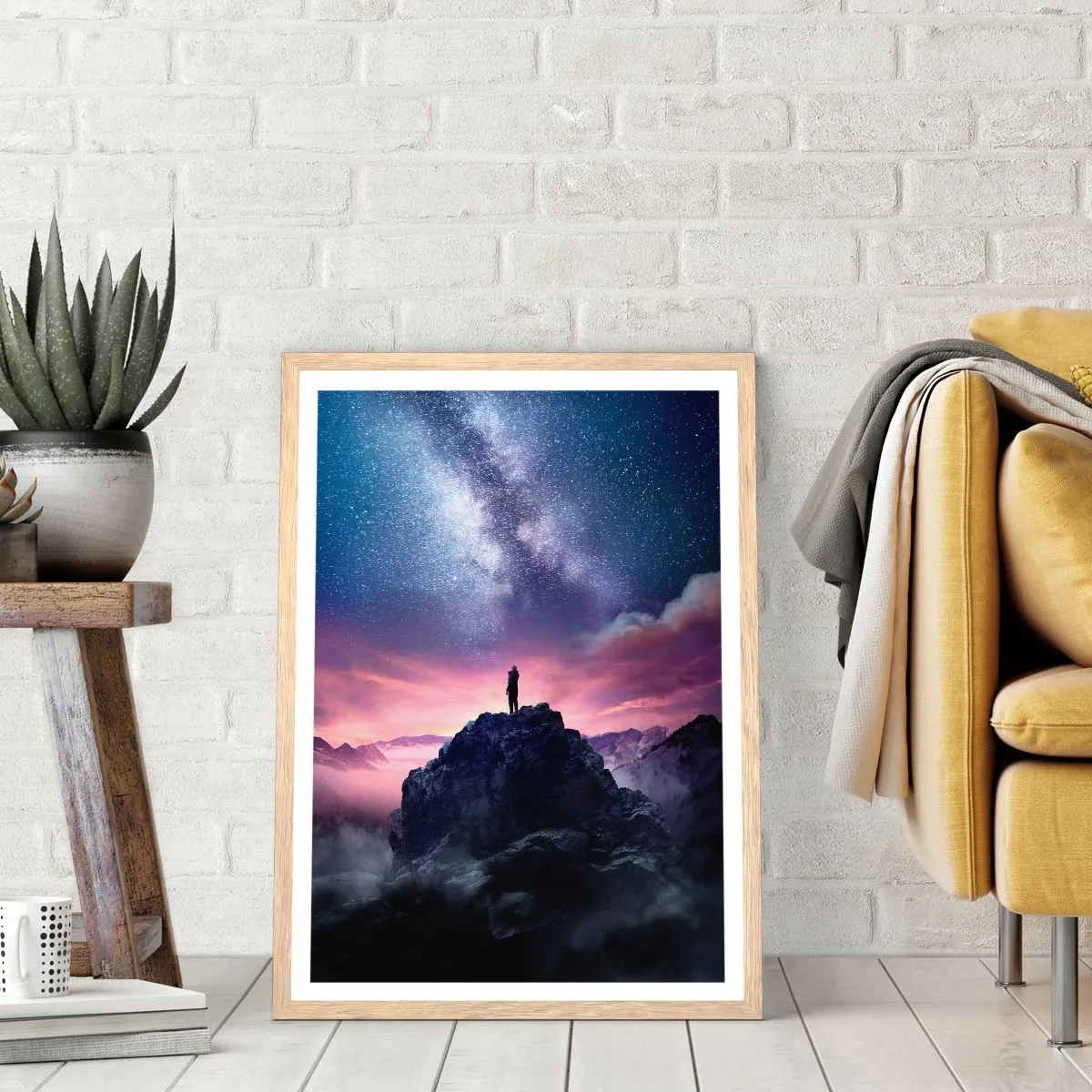 Póster en marco roble claro - Y sintió la vida - 61x91 cm