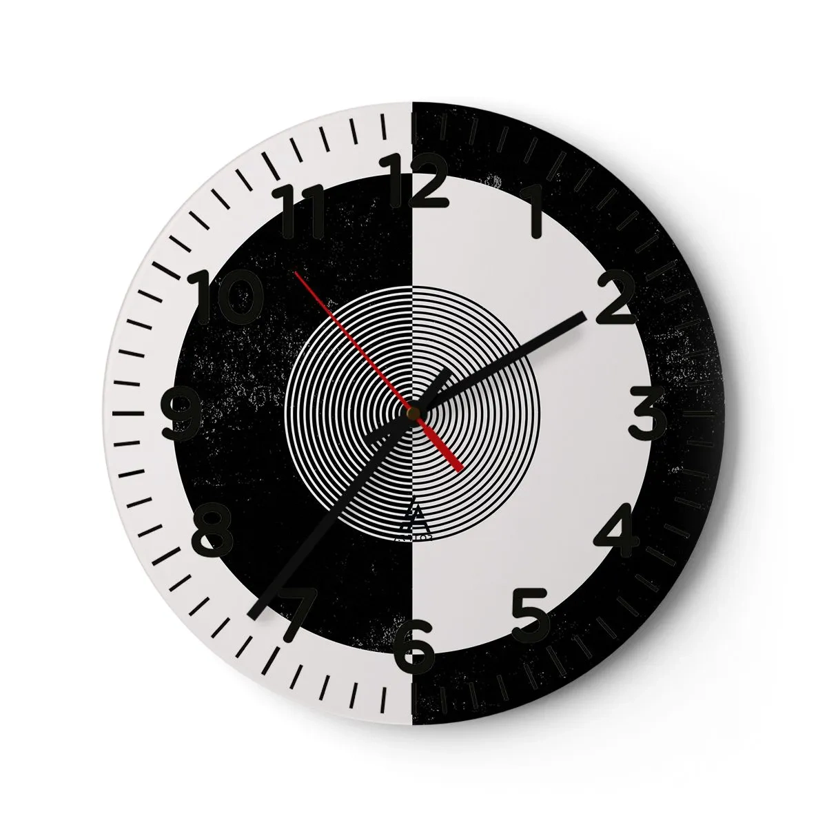 Reloj de pared - Reloj de vidrio - Armonía en blanco y negro - 30x30 cm