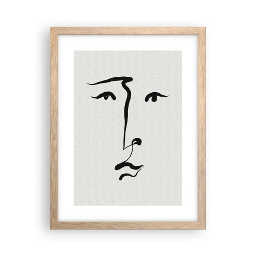 Póster en marco roble claro - Retrato en una línea - 30x40 cm