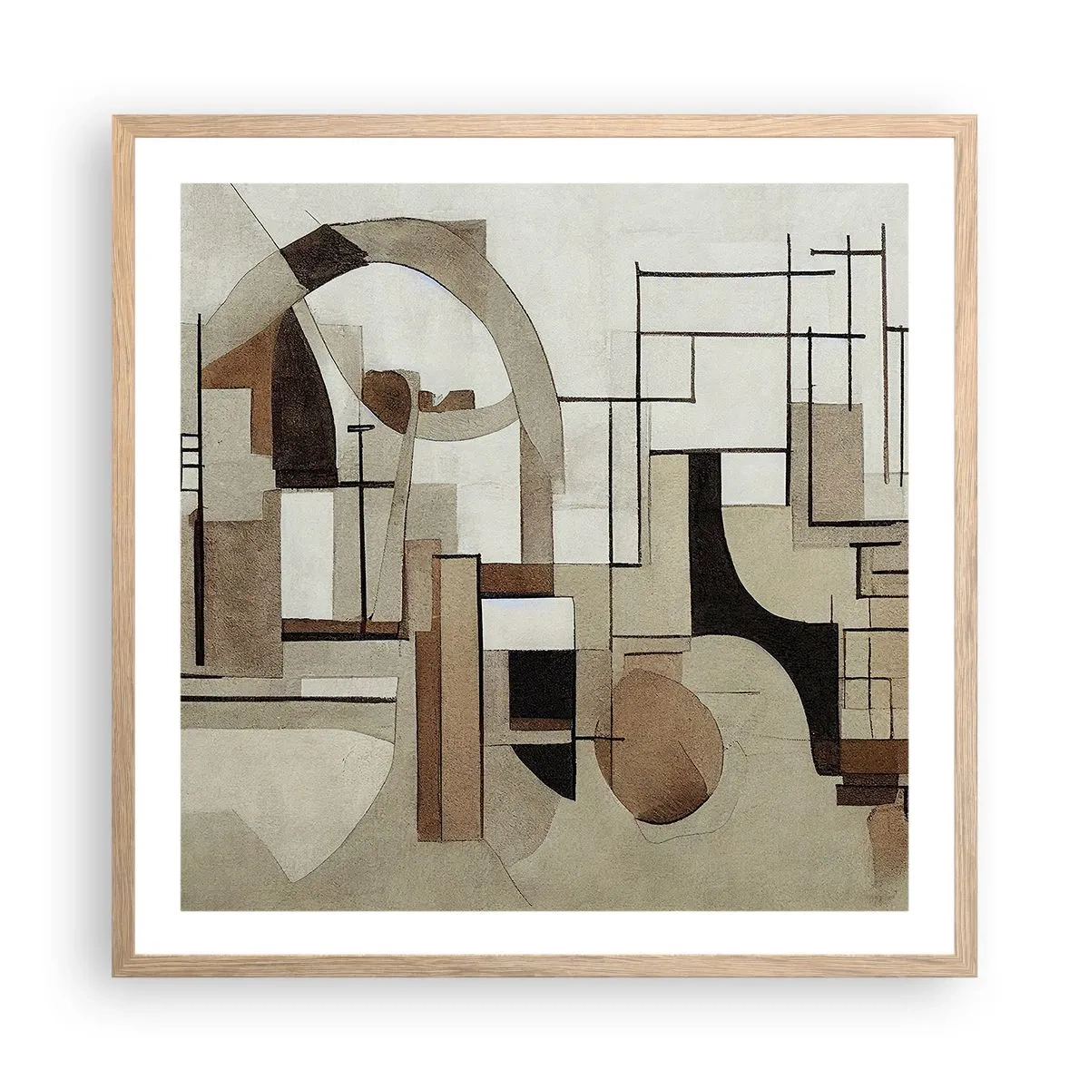 Póster en marco roble claro - Paisaje urbano 2.0 - 60x60 cm