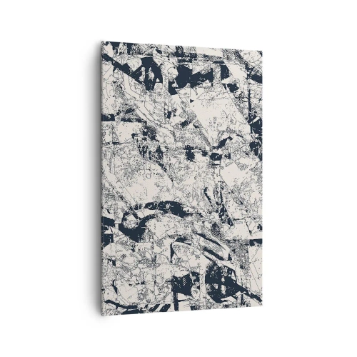 Cuadro sobre lienzo - Impresión de Imagen - Composición abstracta en blanco y negro con un diseño dinámico. - 80x120cm - La interpenetración de los opuestos - Decoración de pared moderna para salón y dormitorio ARTTOR