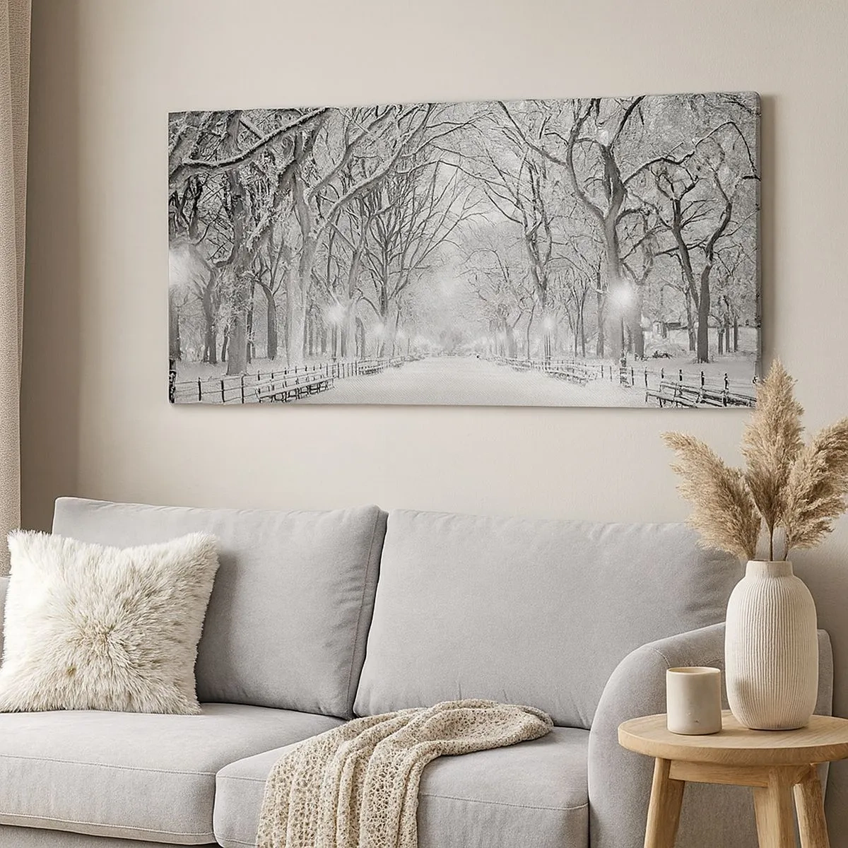 Cuadro sobre lienzo - Impresión de Imagen - Cuatro estaciones - invierno - 100x40 cm