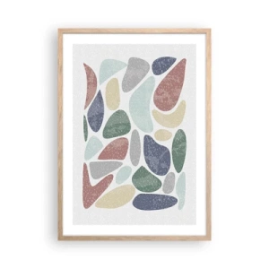 Póster en marco roble claro - Mosaico de colores empolvados - 50x70 cm