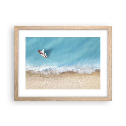 Póster en marco roble claro - Frontera celeste y dorada - 40x30 cm