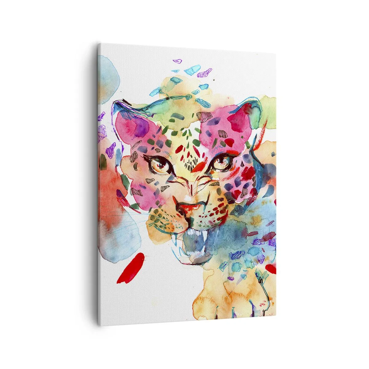 Cuadro sobre lienzo - Impresión de Imagen - Retrato abstracto de un leopardo en colores intensos. - 50x70cm - La bella y la bestia - Decoración de pared moderna para salón y dormitorio ARTTOR