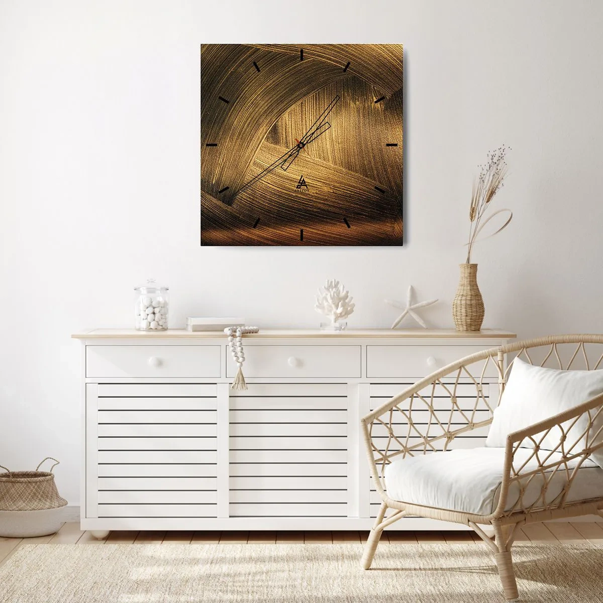 Reloj de pared - Reloj de vidrio - En un laberinto de oro - 40x40 cm