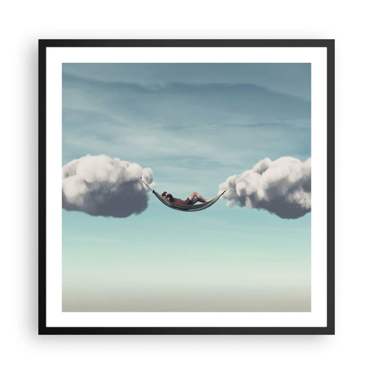 Póster en marco negro - La felicidad del momento - 60x60 cm