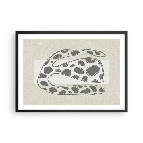 Póster en marco negro - Patrón orgánico abstracto en tonos de gris - 70x50cm - Una criatura extraña - Decoración de pared moderna para salón y dormitorio ARTTOR