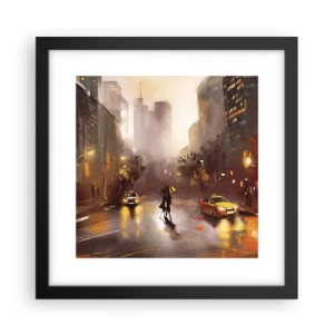 Póster en marco negro - En las luces de Nueva York - 30x30 cm