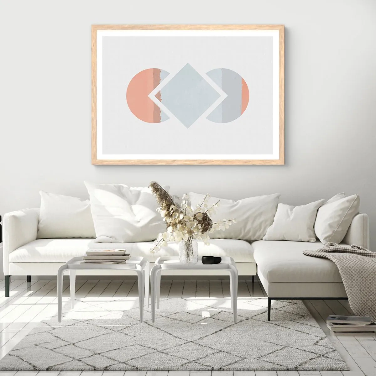 Póster en marco roble claro - Arte geométrico - 70x50 cm