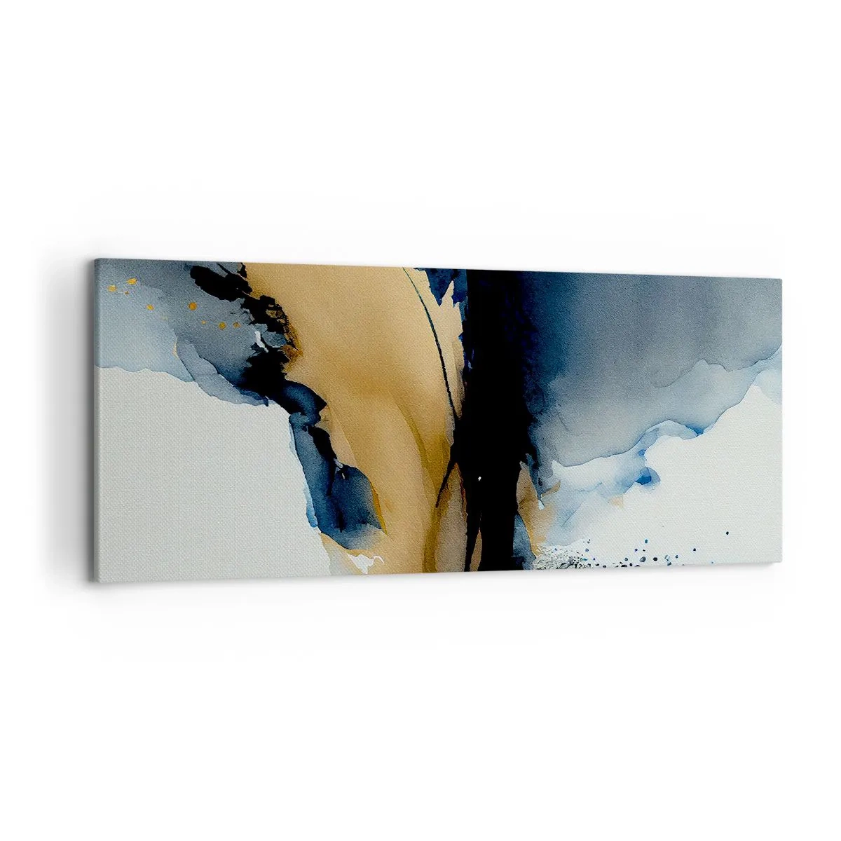 Cuadro sobre lienzo - Impresión de Imagen - Una composición abstracta en tonos azul marino y dorado. - 120x50cm - Tras el telón - Decoración de pared moderna para salón y dormitorio ARTTOR