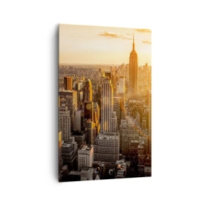 Cuadro sobre lienzo - Impresión de Imagen - El horizonte de la ciudad de Nueva York al atardecer con vistas al Empire State Building - 80x120cm - Creciendo al sol - Decoración de pared moderna para salón y dormitorio ARTTOR