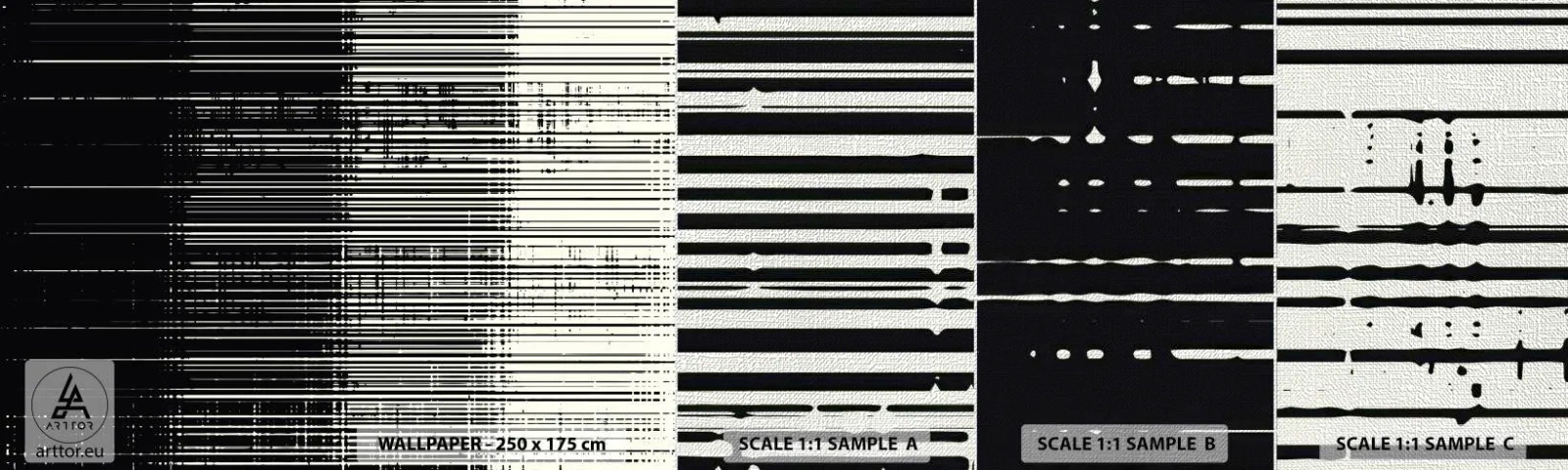 Muestra de fotomural Premium Canvas - Ondas y vibraciones - En blanco y negro, Códigos de barras, Líneas - 100x30 cm