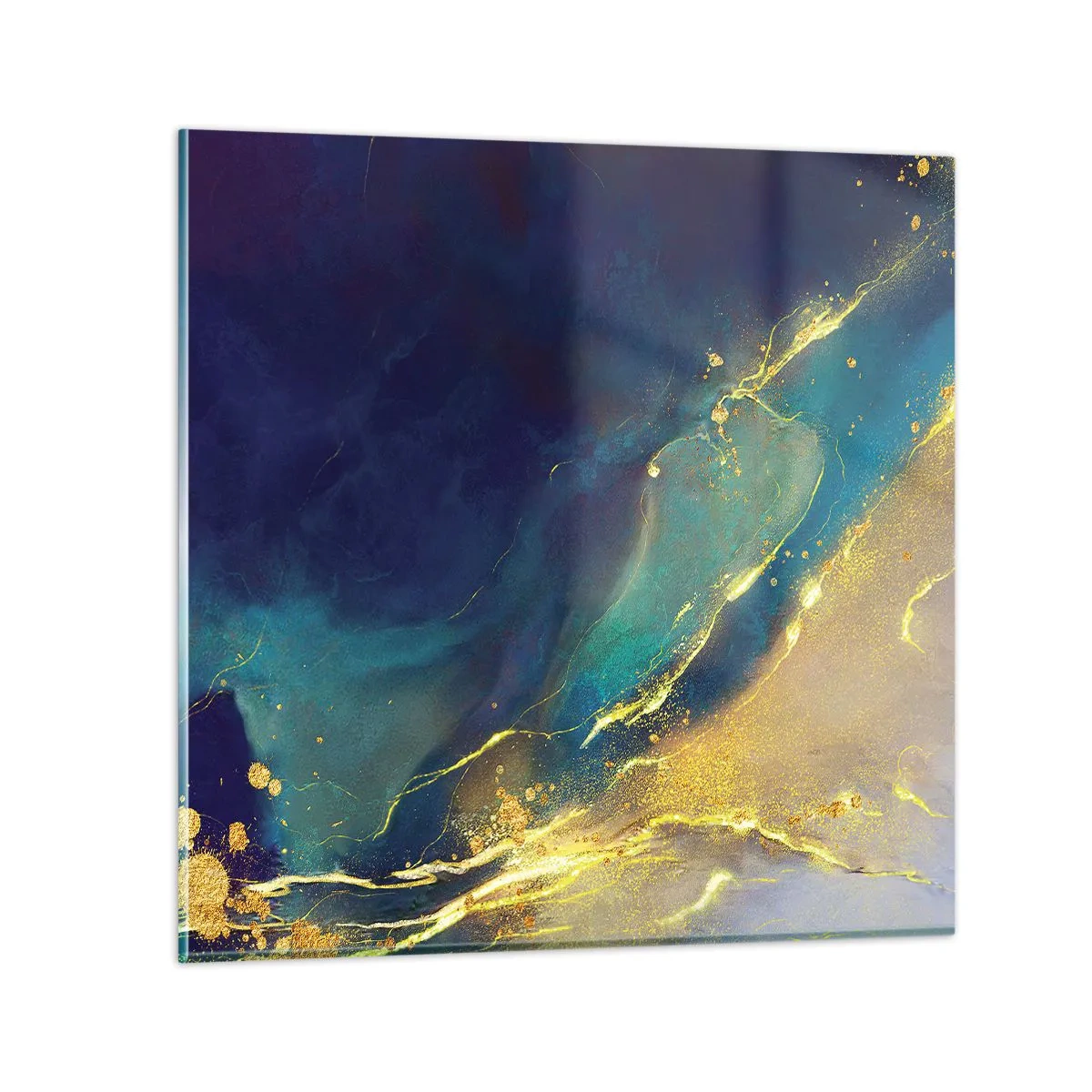 Cuadro sobre vidrio - Impresiones sobre Vidrio - Inundación dorada - 50x50 cm