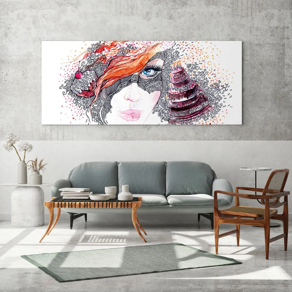 Cuadro sobre vidrio - Impresiones sobre Vidrio - Con ella cada día es una fiesta - 90x30 cm