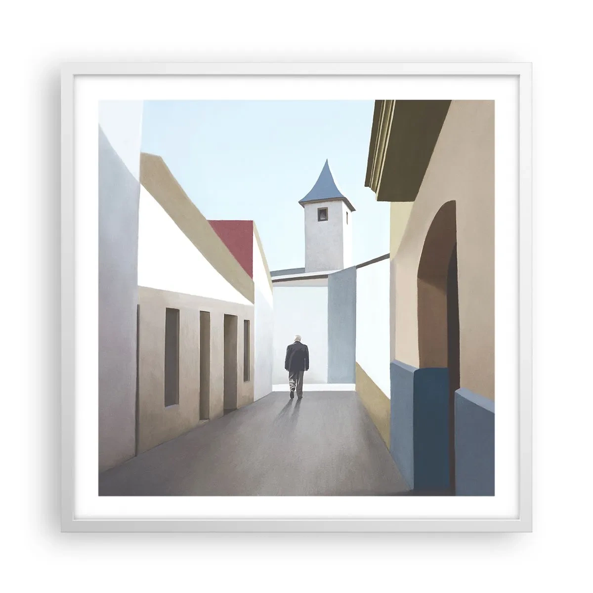 Póster en marco blanco - Paseo soleado - 60x60 cm