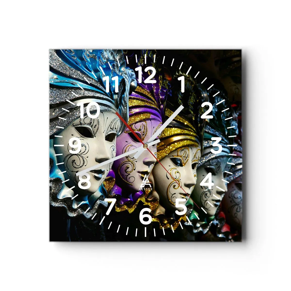 Reloj de pared - Reloj de vidrio - Misterio en oro y plata - 40x40 cm