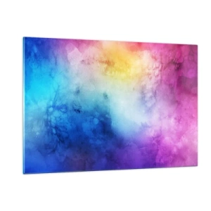 Cuadro sobre vidrio - Impresiones sobre Vidrio - Composición abstracta en colores del arco iris con efecto acuarela. - 120x80cm - Casi en el séptimo cielo - Decoración de pared moderna para salón y dormitorio ARTTOR