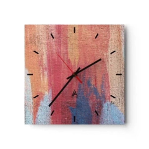 Reloj de pared - Reloj de vidrio - Pinceladas abstractas coloridas - 30x30cm - Trazos de arco iris - Decoración de pared moderna para salón y dormitorio ARTTOR